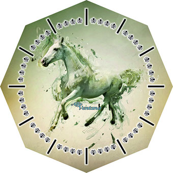 настенные стеклянные часы восьмиугольной формы с фотопечатью "Белая лошадь"