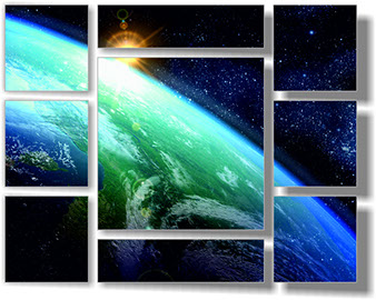 модульная картина на натуральном холсте "Космос", состоит из девяти частей