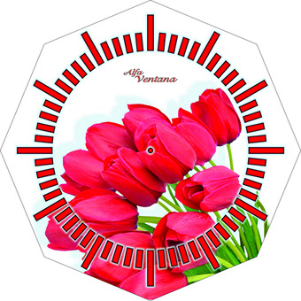 часы настенные стеклянные восьмиугольной формы с фотопечатью "Цветы. Тюльпаны"